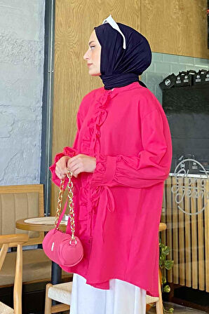 Flores Fırfırlı Tunik Fuşya