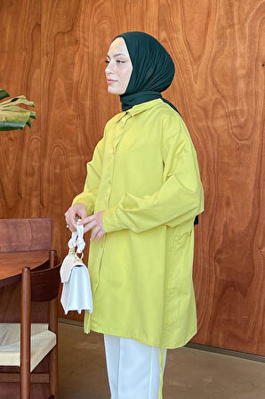 Oversize Gömlek Yağ Yeşili