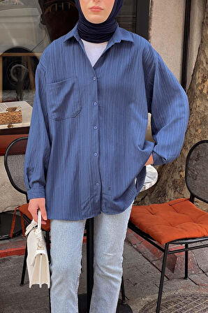 Kraşlı Gömlek İndigo