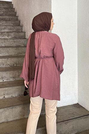 Kuşak Bağlamalı Tunik Gül