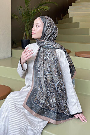 Retro Desen Soft Şal Camel