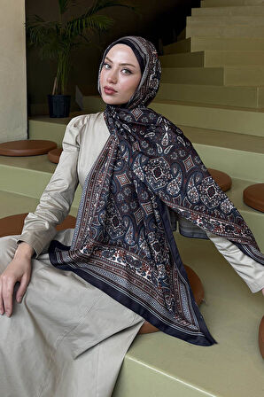 Retro Desen Soft Şal Siyah
