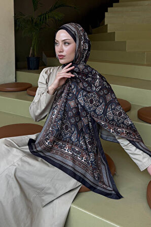 Retro Desen Soft Şal Siyah
