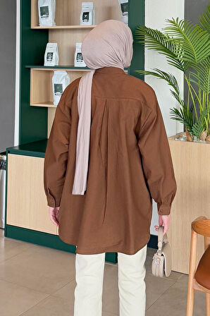 Lena Oversize Gömlek Kahverengi