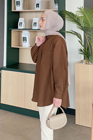 Lena Oversize Gömlek Kahverengi