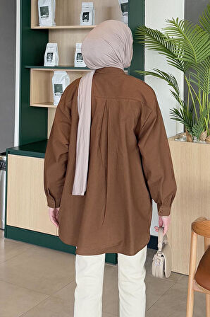 Lena Oversize Gömlek Kahverengi