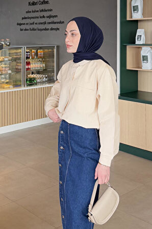 Lena Oversize Gömlek Bej