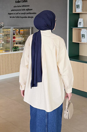 Lena Oversize Gömlek Bej