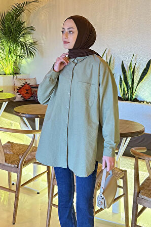 Lena Oversize Gömlek Çağla Yeşili