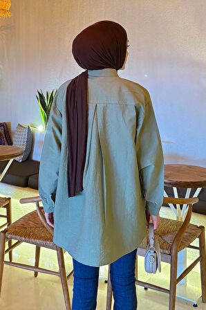 Lena Oversize Gömlek Çağla Yeşili