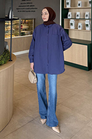 Lena Oversize Gömlek Lacivert