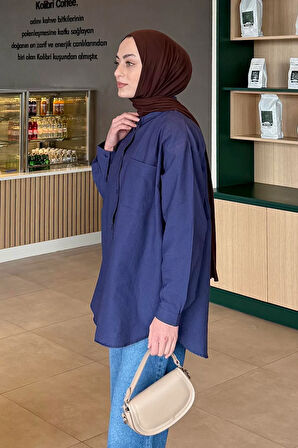 Lena Oversize Gömlek Lacivert