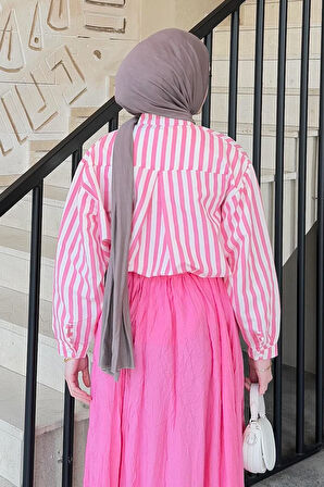 Lena Oversize Gömlek Pembe