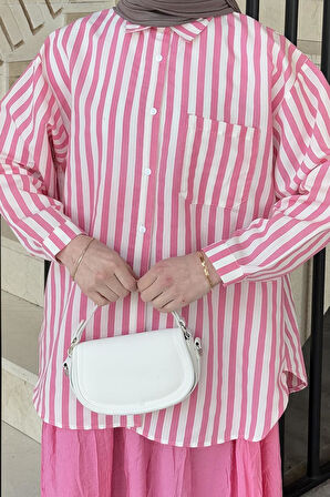 Lena Oversize Gömlek Pembe