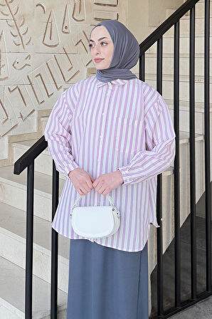 Lena Oversize Gömlek Lila