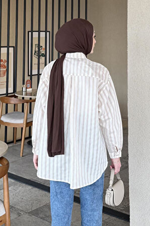 Lena Oversize Gömlek Taş