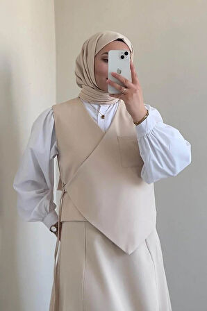 Bağlama Detaylı Tesettür Takım Taş