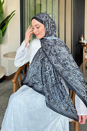Retro Desen Soft Şal Siyah