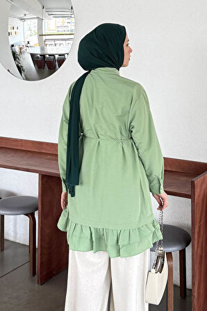 Fırfır Detaylı Tunik Yeşil