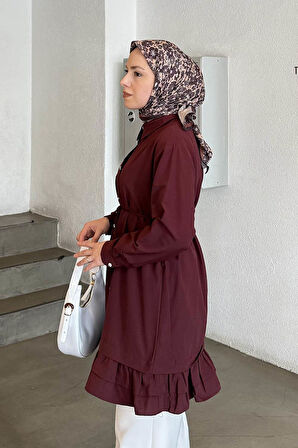 Fırfır Detaylı Tunik Bordo