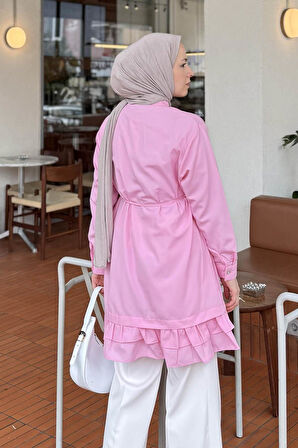 Fırfır Detaylı Tunik Pembe