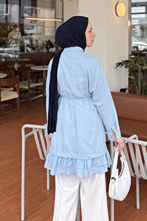Fırfır Detaylı Tunik Bebe Mavisi