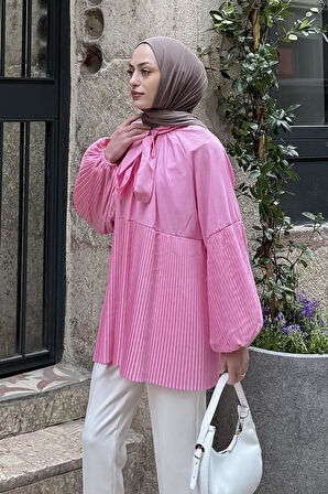 Bağlama Detaylı Tunik Pembe