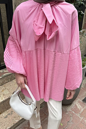 Bağlama Detaylı Tunik Pembe