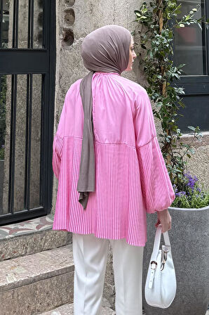 Bağlama Detaylı Tunik Pembe
