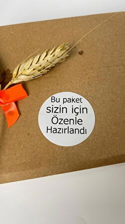 Bu Paket Sizin İçin Özenle Hazırlandı Siyah Yazılı Yuvarlak Etiket 4x4 cm 120 adet