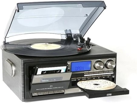 Nostaljik Siyah Pikap Kaset CD Çalar Bluetoothlu Kumandalı Radyo Mp3 USB 33-45-78 lik Plakla