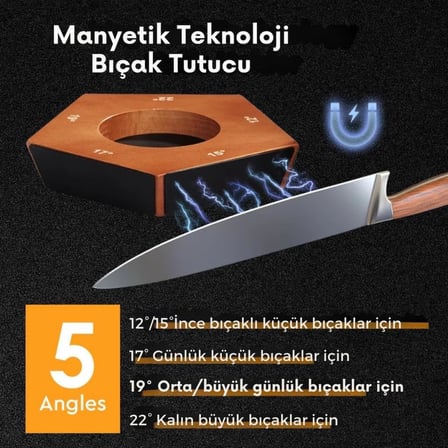 Polham Pro Serisi 5 Açılı Tüm Bıçaklara Uyumu Bileyici, Silindir Tipi Süper Keskinleştirici Bileme
