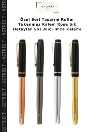 Özel Seri Tasarım Roller Tükenmez Kalem Rose Şık Detaylar Göz Alıcı İmza Kalemi