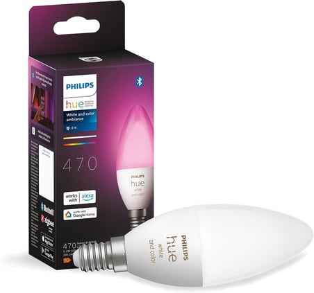 Philips Hue 5.3W Renkli Akıllı B39 E14 Led Ampul, Bluetooth Özellikli
