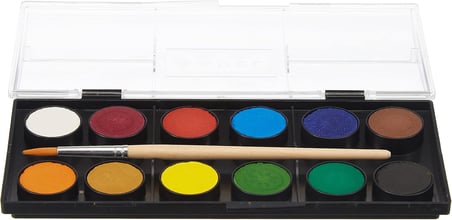 Adel Suluboya, 12 Renk, 24 mm Tablet, Canlı ve Parlak Renkler, Fırça İçerir