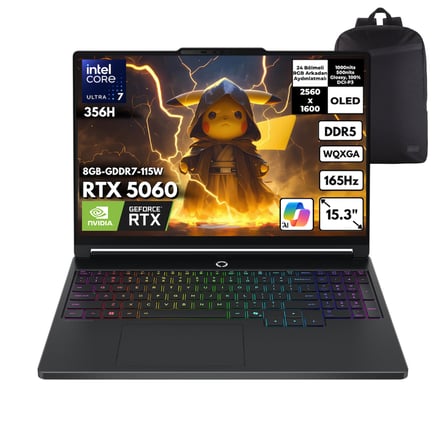 Lenovo Legion 5 15IPH11 Ultra 7-356H 40-GBDDR5 1 TBSSD RTX5060 (8GB-GDDR7-115W) 15.3" WQXGA OLED Windows 11 Home + QB Sırt Çantası 83RW0004TRQB28