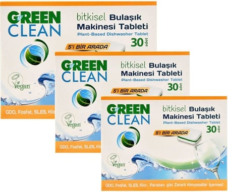 U Green Clean Bitkisel Bulaşık Makinesi Tableti 30'lu x 3 Adet
