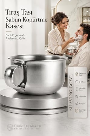Paslanmaz Çelik Tıraş Tası Sabun Köpürtme Kasesi 717299