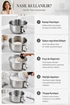 Paslanmaz Çelik Tıraş Tası Sabun Köpürtme Kasesi 717299