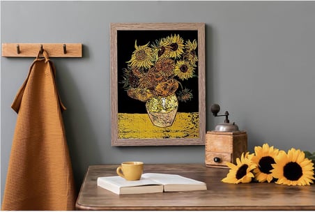 Scratch Art Tablo 4 Parça Vincent Van Gogh Çizik Gökkuşağı Kağıt Seti Yetişkinler ve Çocuklar için, Kendin Yap Eskiz Kartı Gravür Zanaat Gece Görüşü Kazı Tahtası 4 Aletli - Kafe Terası, Ayçiçekleri,