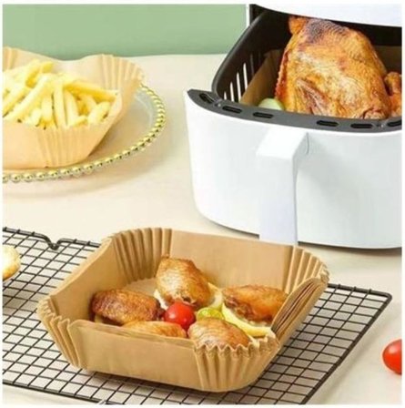 Air Fryer Tek Kullanımlık Kare Kağıt Tabak 50 Adet
