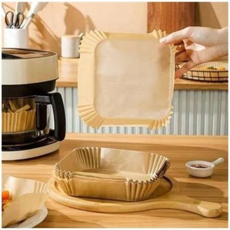 Air Fryer Tek Kullanımlık Kare Kağıt Tabak 50 Adet