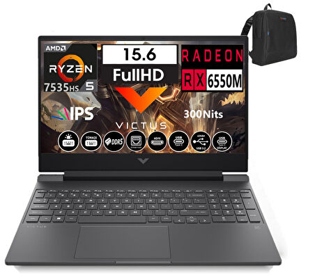 Hp Victus 15-FB2028NT Amd R5 7535HS 48GB Ddr5 4tb SSD 4GB/RX6550M WINDOWS11HOME 15.6" 144 Hz Fhd IPS Taşınabilir Bilgisayar WA44MJEA32+WEBLEGELSINÇANTA