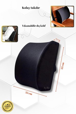 Ortopedik Visko Bel Ve Sırt Minderi Yastığı Destekleyici Minder Yastık, , Siyah, Standart