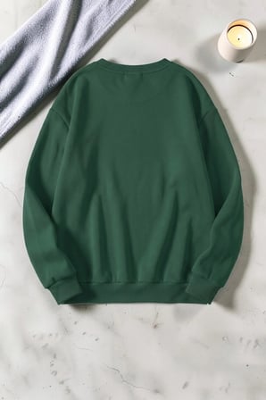 Unisex Minik Kalpler Baskılı Bisiklet Yaka Sweatshirt