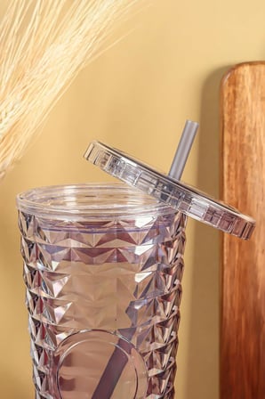 Pipetli Mika Bardak 750 ml Kapaklı İçecek Bardağı, CAN.7263.OEA