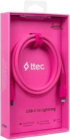 USB-C - Lightning Hızlı Şarj Kablosu 120cm Neon (Neon Pembe)