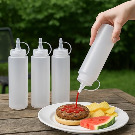 4 Adet Şeffaf Plastik Sosluk Ketçap Mayonez Sos Şişesi