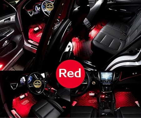 Opel Corsa B 1993-2000 İçin Uyumlu Araç İçi Ayak Altı LED Şerit Işık, 48 LED RGB Atmosfer Aydınlatma, Ses Kontrollü, Uzaktan Kumandalı