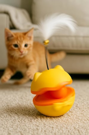 Kedi Interaktif Hareketli Tüy Oyuncağı 360° Dönen Mekanik Akıllı Kedi Topu Otomatik Dönen Kuyruklu Tüy Oyuncak Kediler İçin Etkileşimli Eğlence Oyuncağı Pil Dahil Değil Asorti Renkli